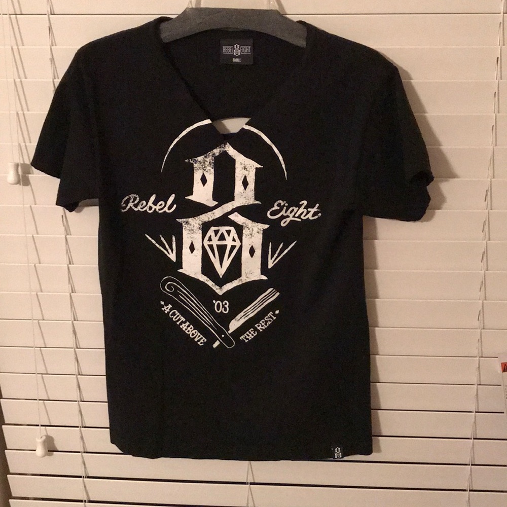 Rebel Eight shredded shirt